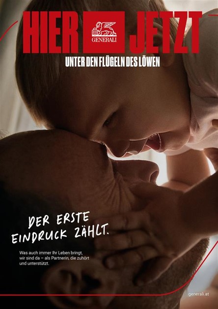 Die neue Markenkampagne „HIER & JETZT“ der Generali ist auf diversen Kanälen in Österreich sichtbar – von TV, Online bis hin zu Print und Out-of-Home-Platzierungen.
