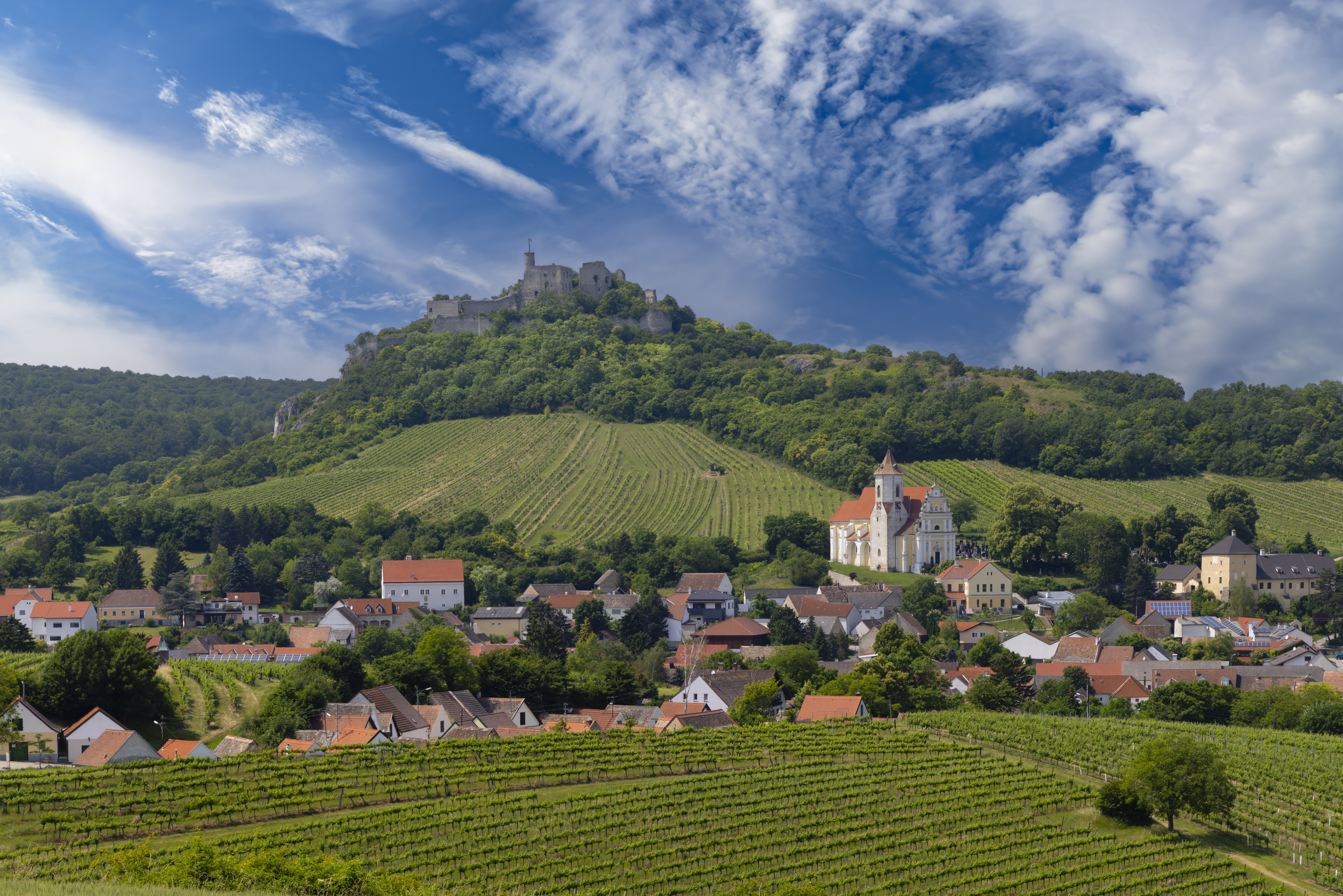 Panorama der Weinberge rund um Spitz im Herbst, Wachau, Österreich